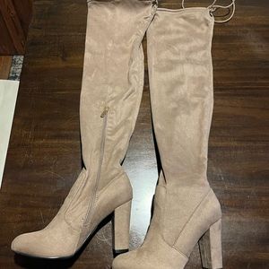 Over the knee taupe brown boots